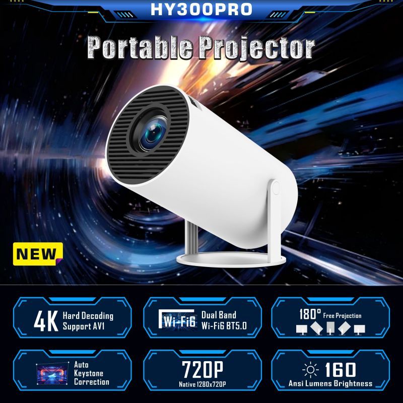 4K Smart Projector Android 11 Wifi 6 - HY300 pro mini Smart Projector 4K