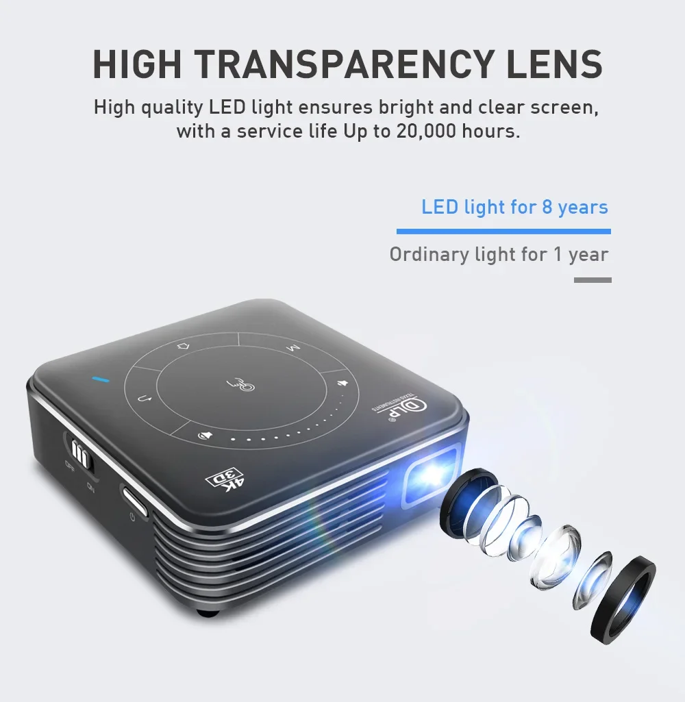 Mini 3D Portable Projector 4K  - đánh giá và giá Mini Portable Projector Rechargeable Battery