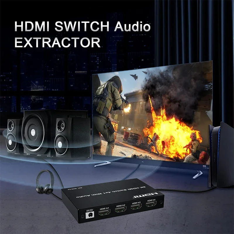 8K 60Hz HD Switch 4 in 1 out   - đánh giá và giá Optical Audio Hdmi Earc Extractor