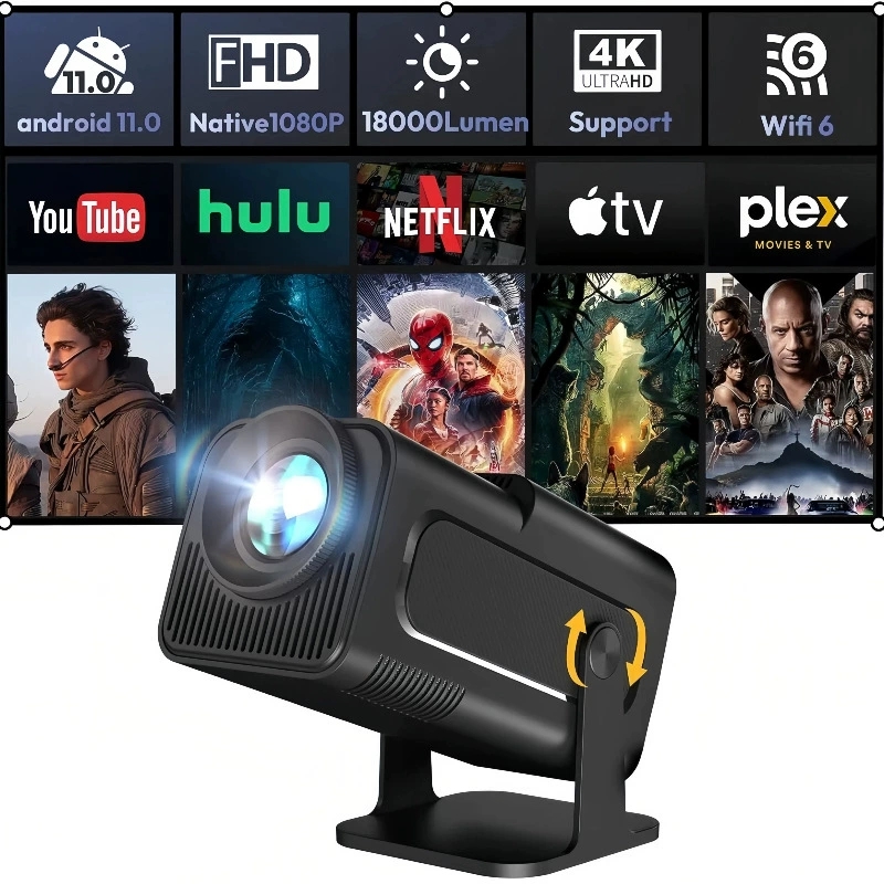 HY320Mini Newly Native 720P An - đánh giá và giá 4K Smart Projector Android 11 Wifi 6