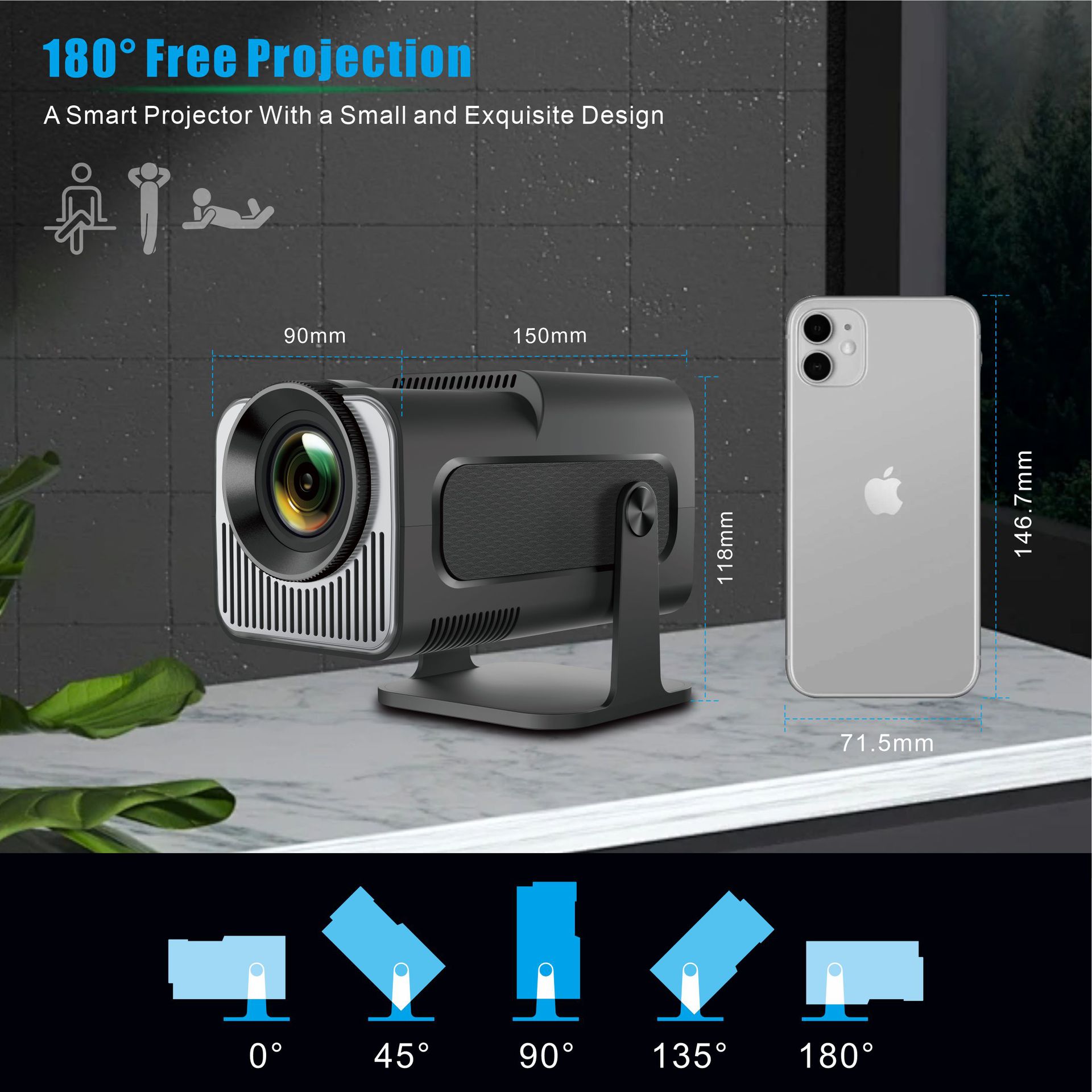 HY320Mini Newly Native 720P An - đánh giá và giá 4K Smart Projector Android 11 Wifi 6