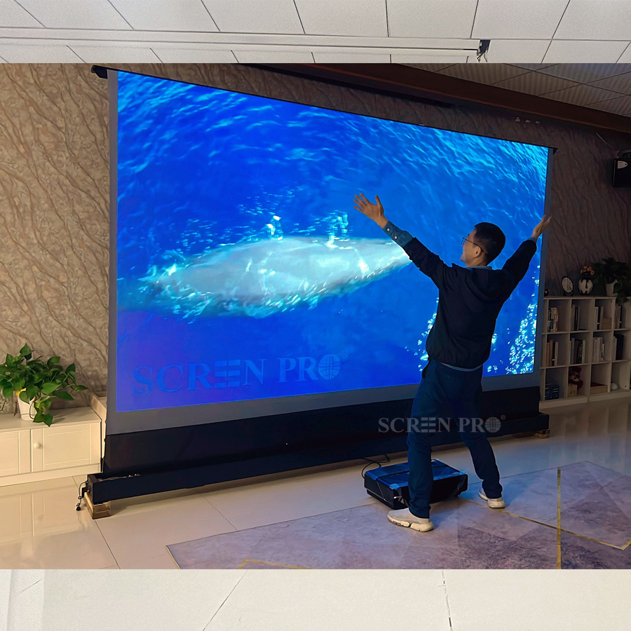 Screen Pro Electric Floor Risi - đánh giá và giá Ultra Short Throw Laser Projector 4K